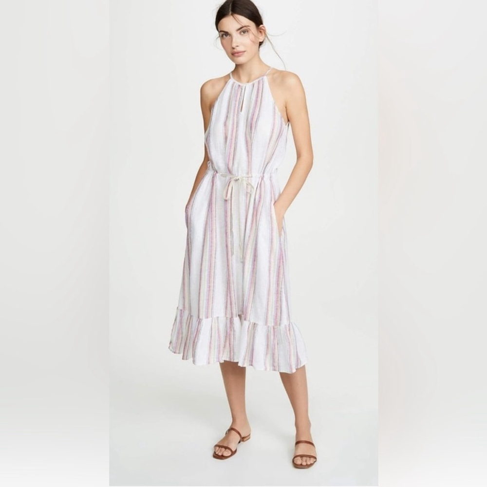 Velvet Audes Dress Size Small Striped Halter Neck Midi Dress